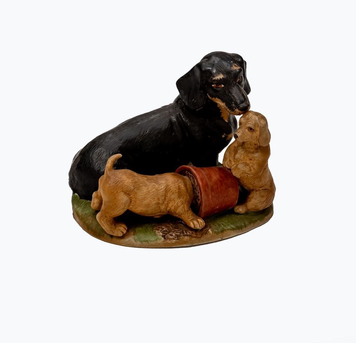 Dachshund and Pups – Hand painted ceramic Figurine