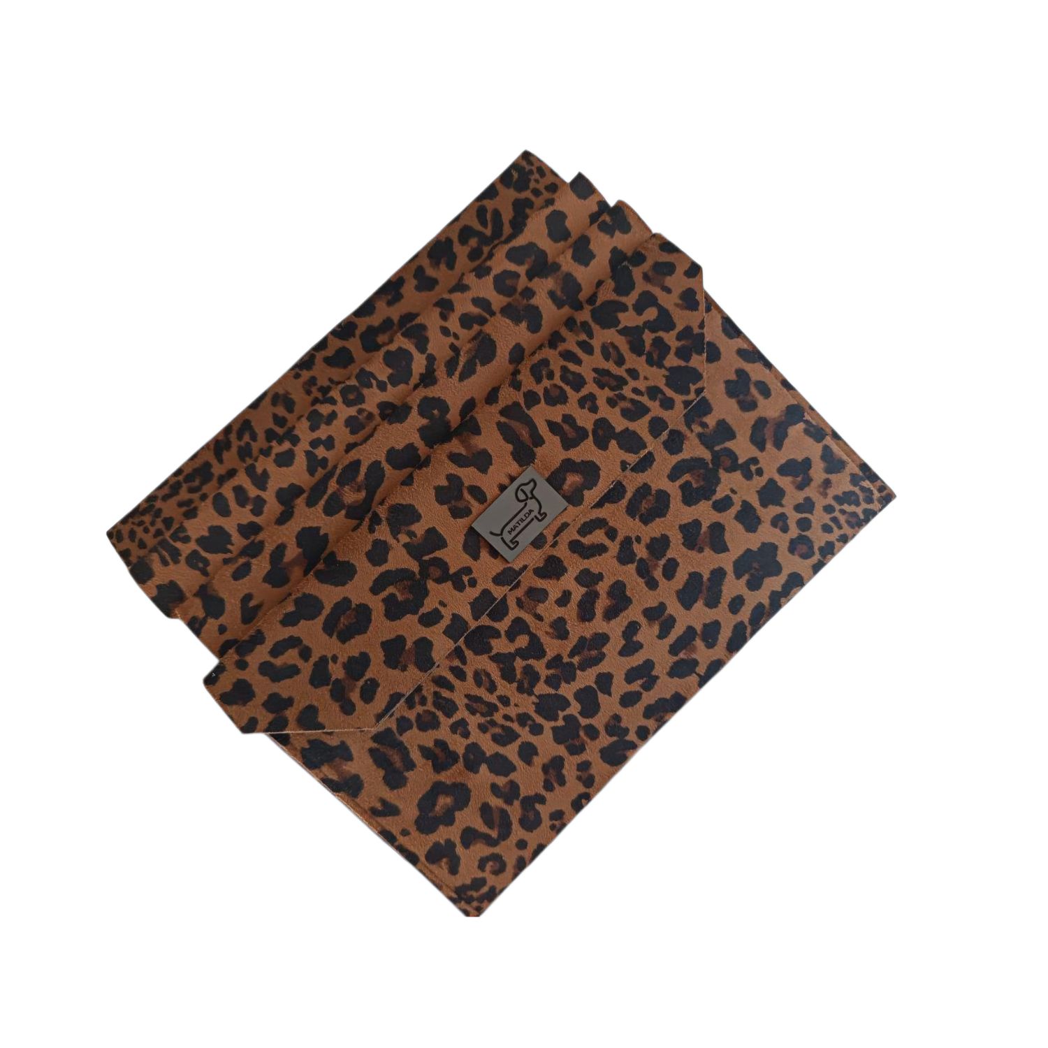Faux Leather Clutch Bag - Brown Leopard print 