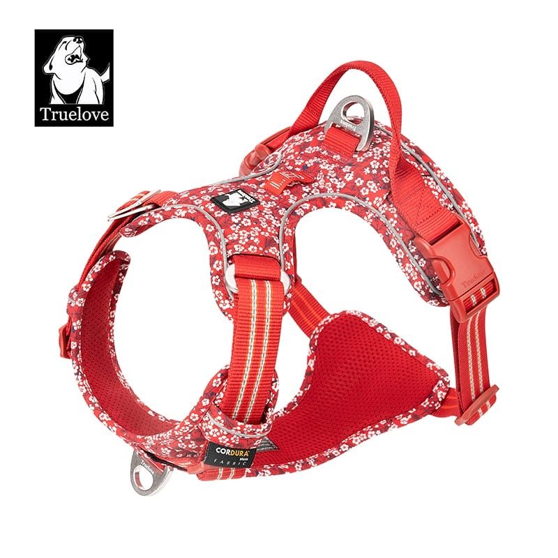 Truelove Easy On/Off Harness with Front and Back Leash Attachments - Poppy Red - SMALL