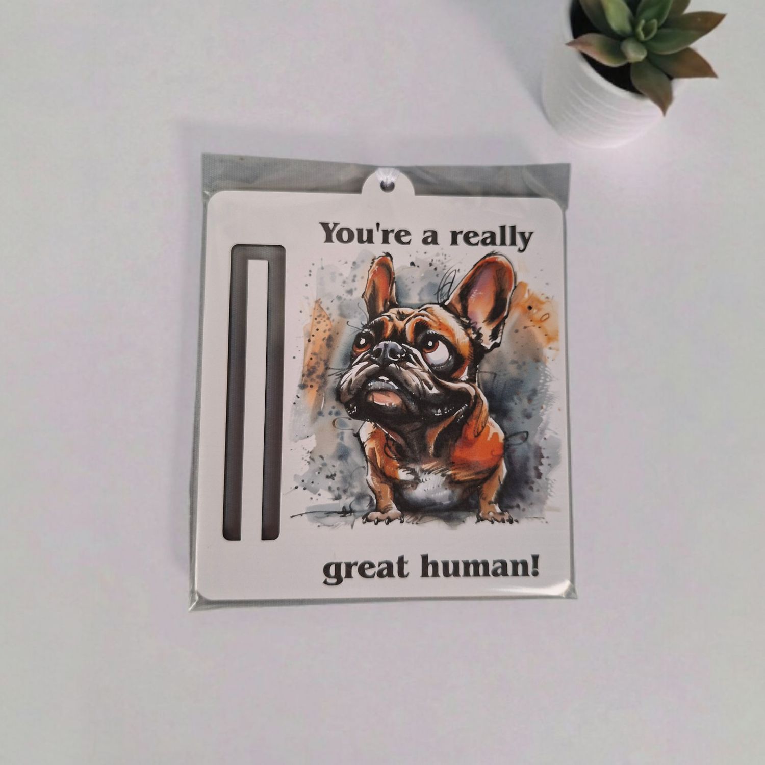 Wooden money or gift card holder ornament - French Bulldog