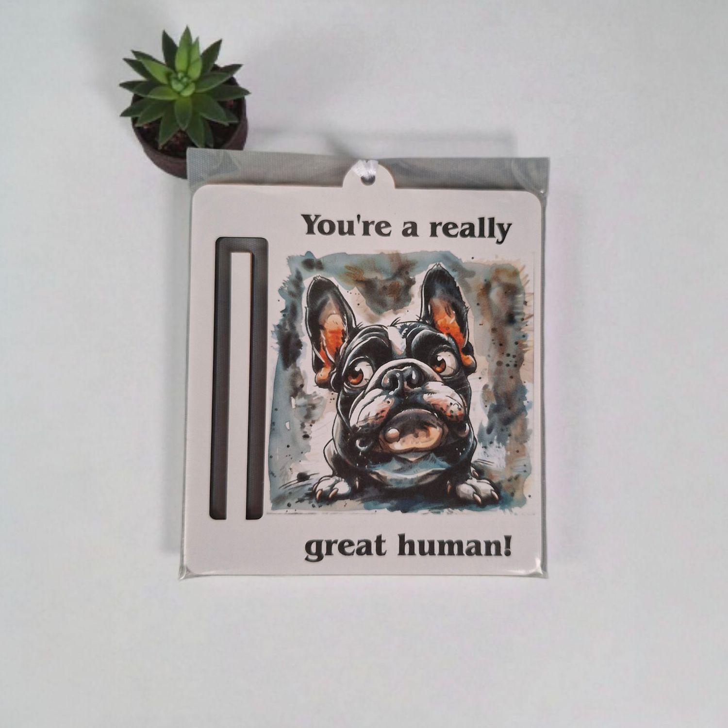 Wooden money or gift card holder ornament - Boston Terrier