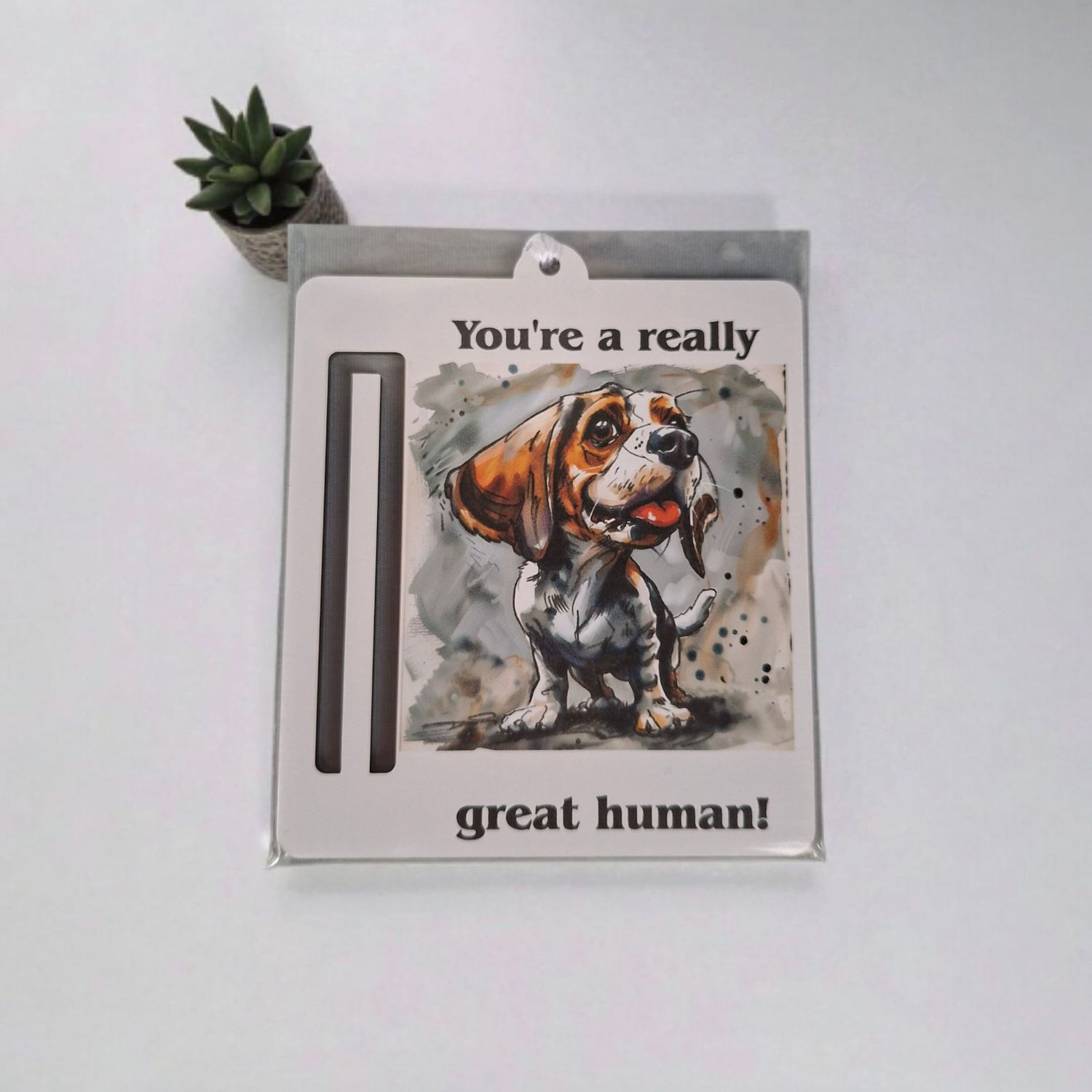 Wooden money or gift card holder ornament - Beagle 