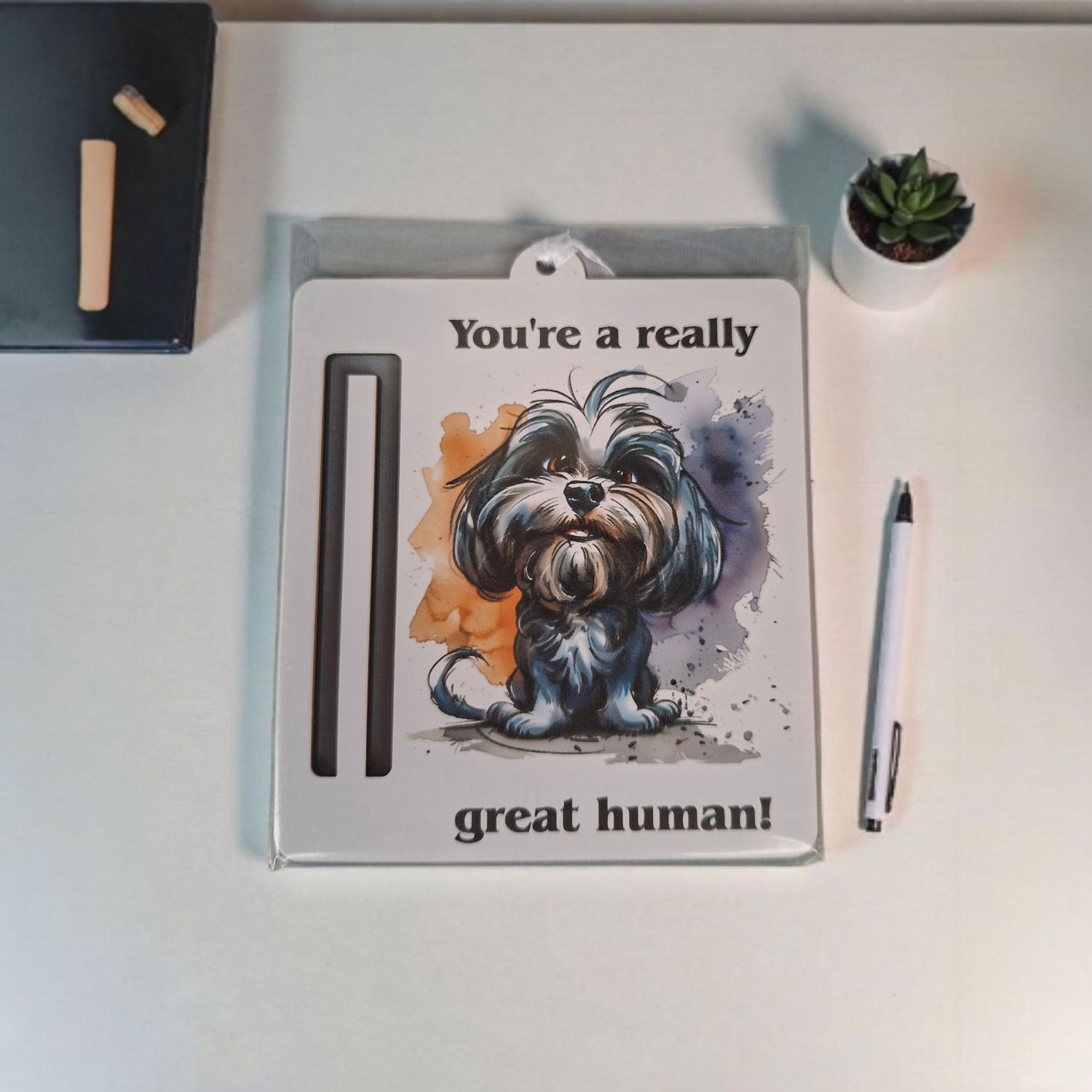 Wooden money or gift card holder ornament - Shihtzu 2