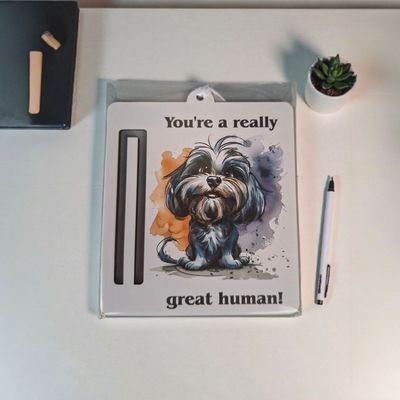 Wooden money or gift card holder ornament - Shihtzu 2