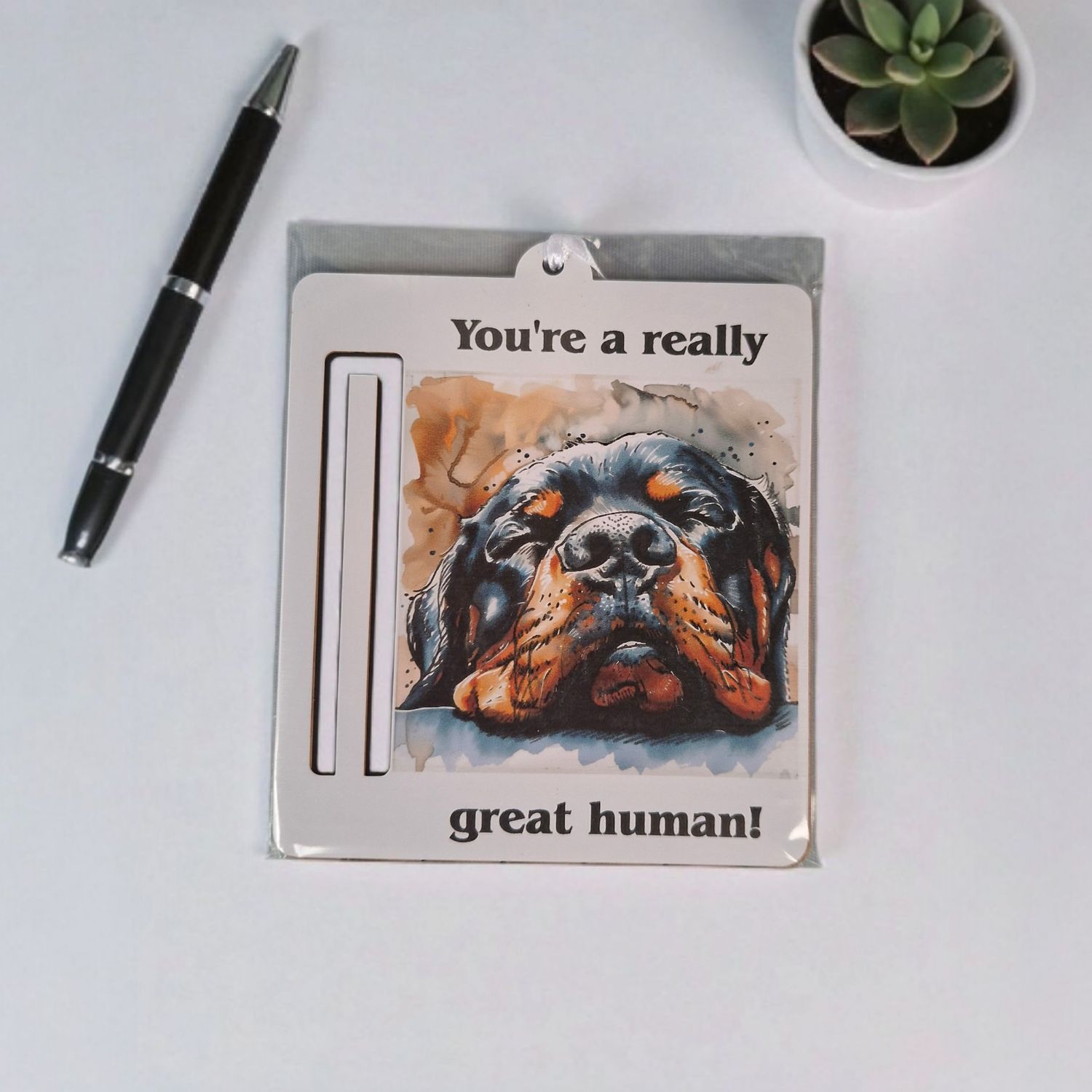 Wooden money or gift card holder ornament - Rottweiler 