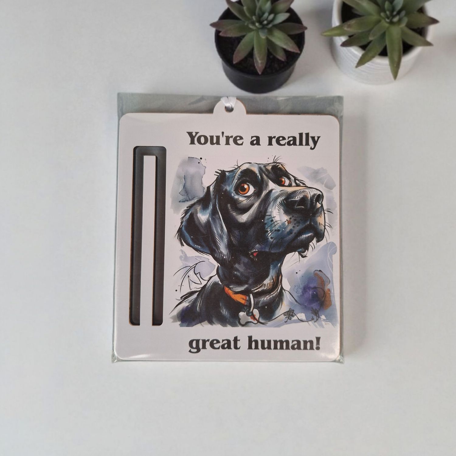 Wooden money or gift card holder ornament - Black Labrador