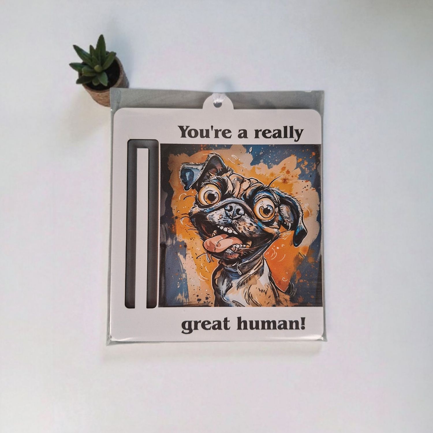 Wooden money or gift card holder ornament - Pug