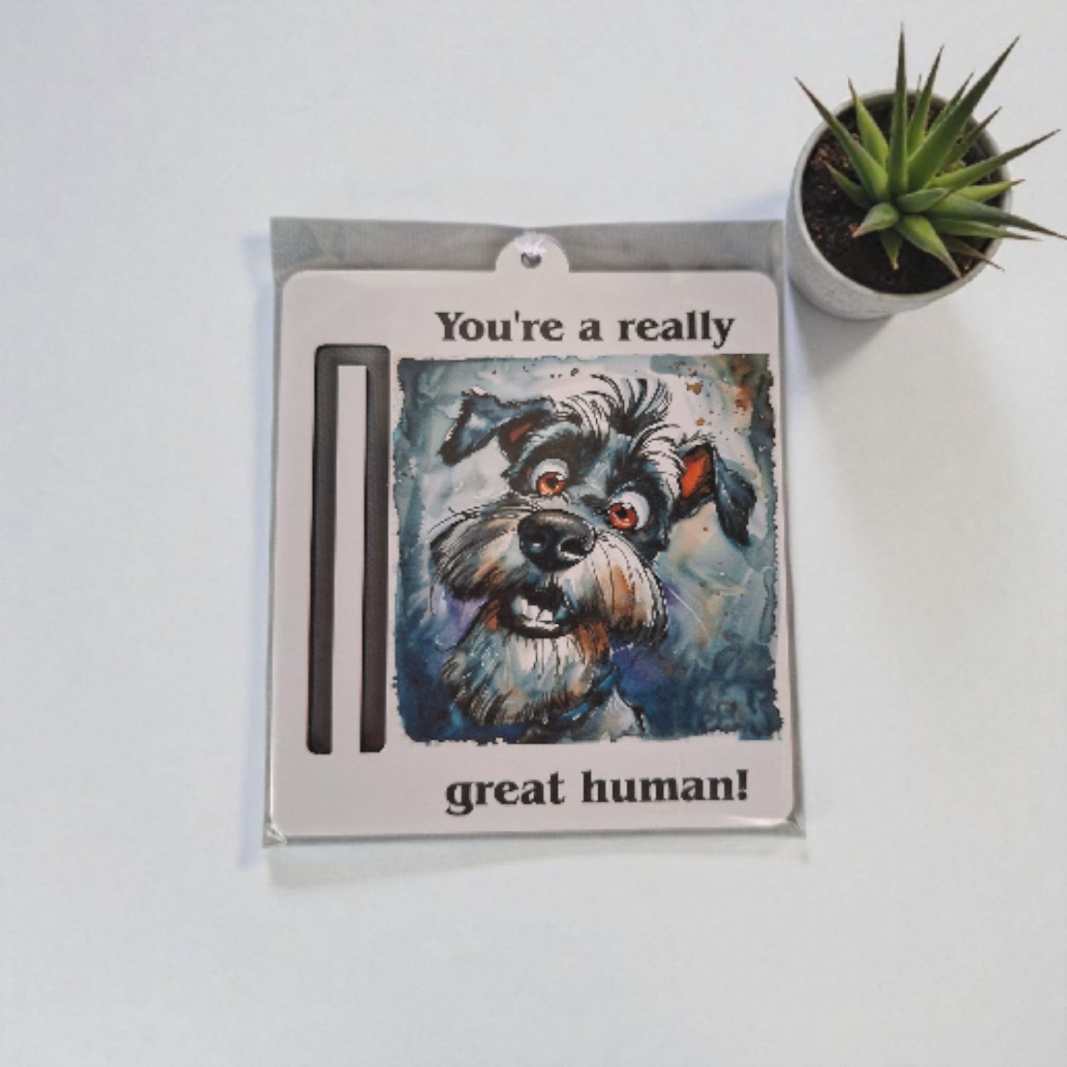 Wooden money or gift card holder ornament - Schnauzer 