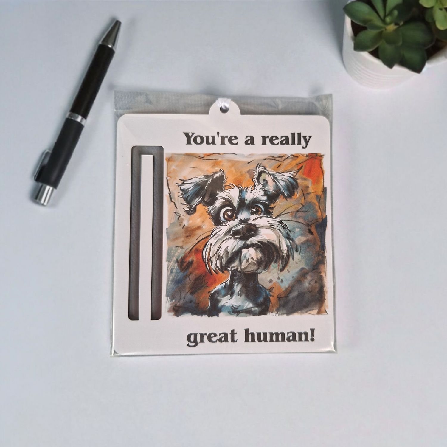 Wooden money or gift card holder ornament - Schnauzer 2