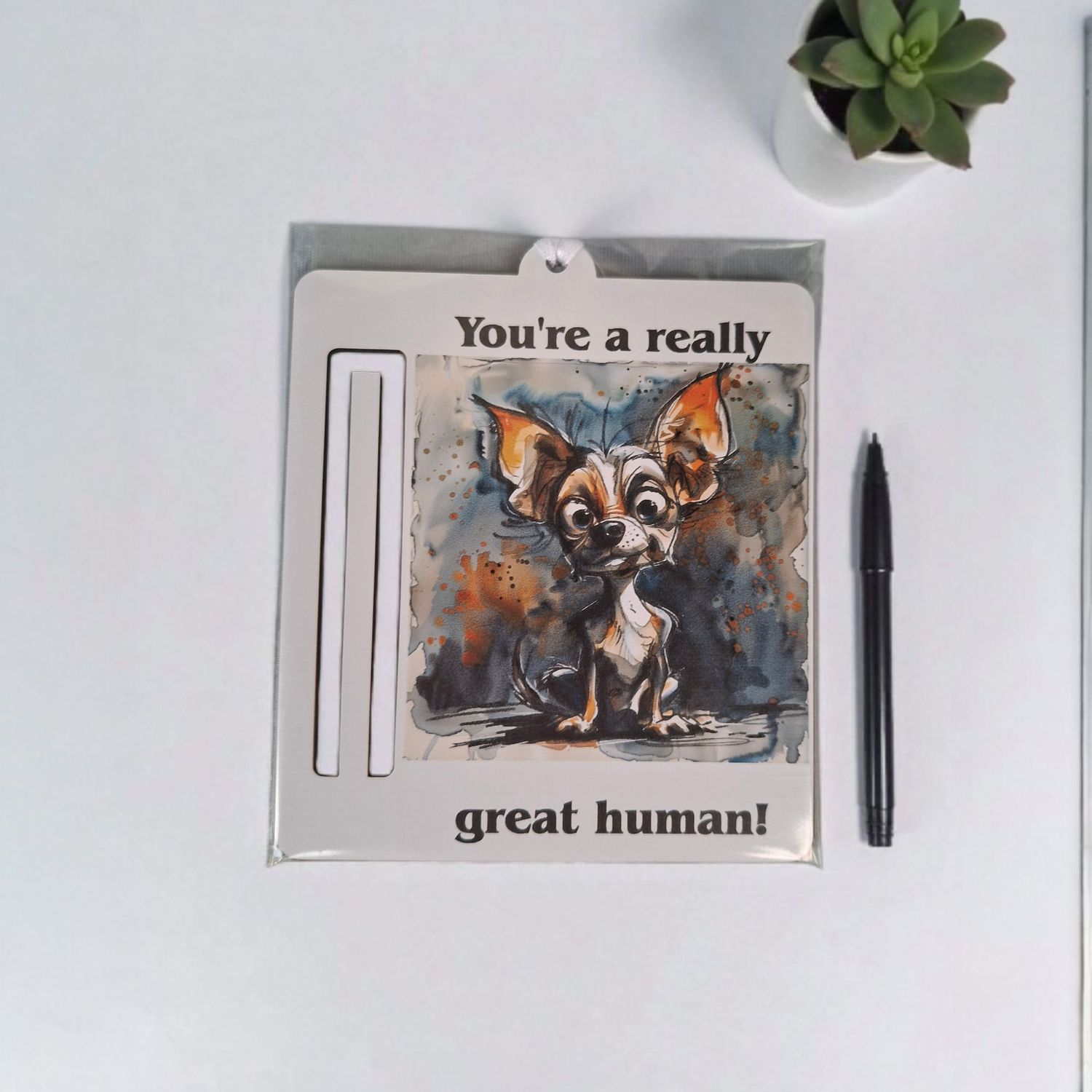 Wooden money or gift card holder ornament - Chihuahua