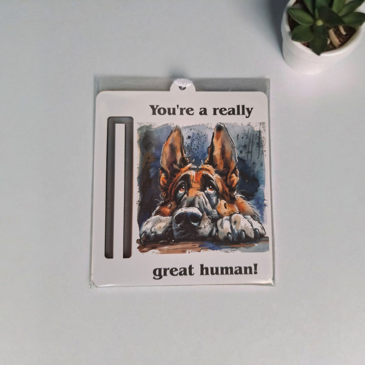 Wooden money or gift card holder ornament - German Shepherd