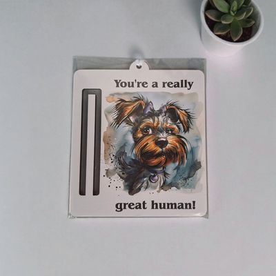 Wooden money or gift card holder ornament - Yorkie