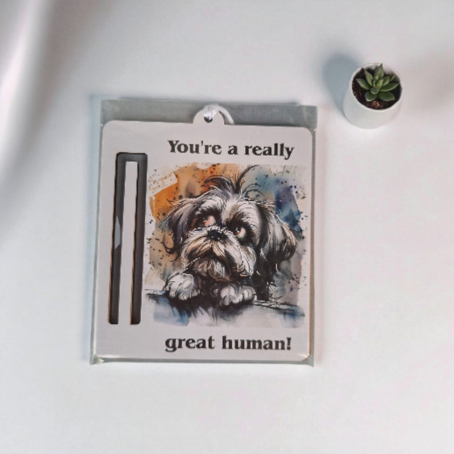 Wooden money or gift card holder ornament - Shihtzu