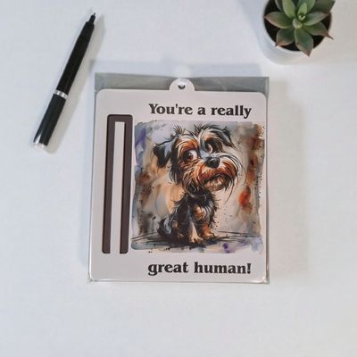 Wooden money or gift card holder ornament - Yorkie 2