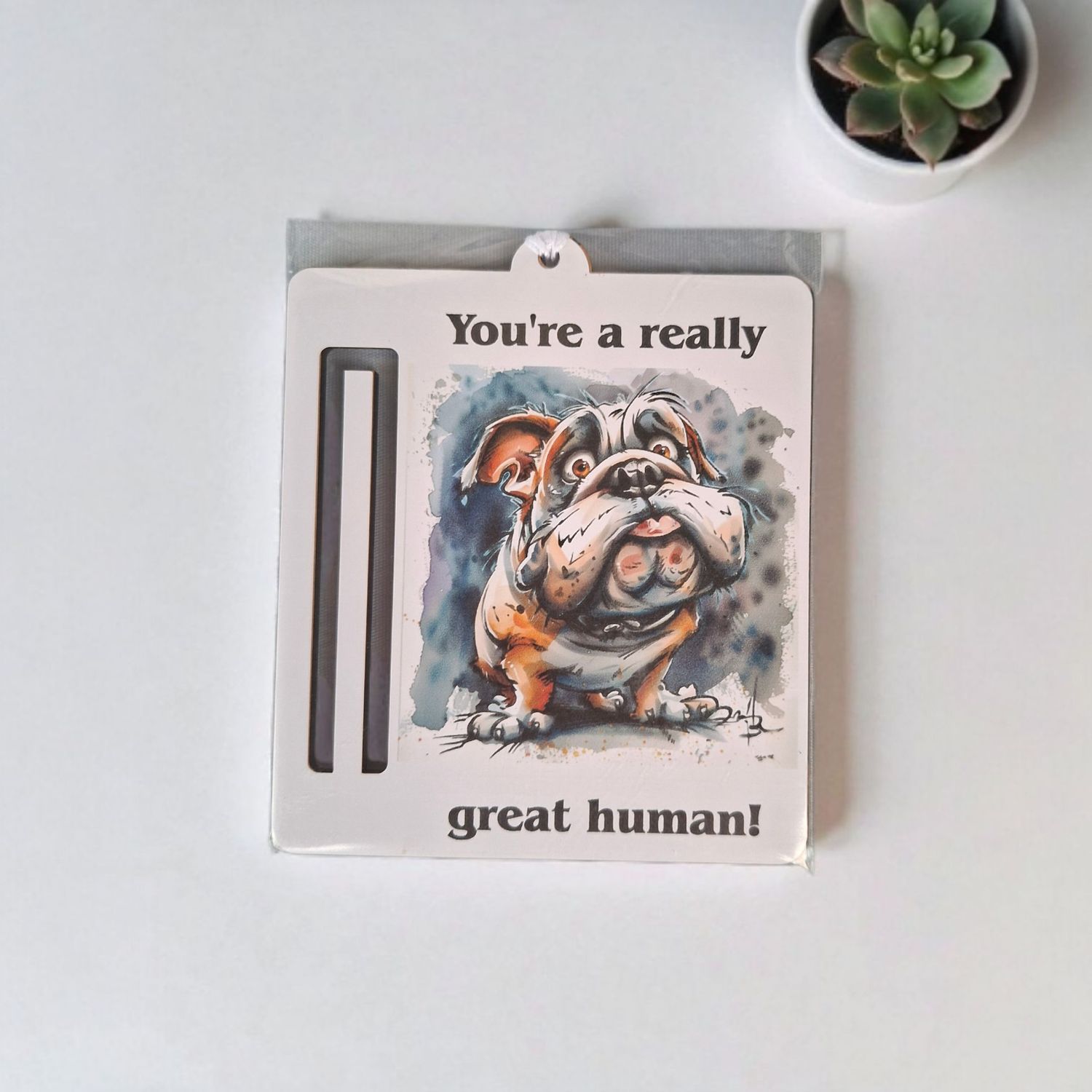 Wooden money or gift card holder ornament - Bulldog