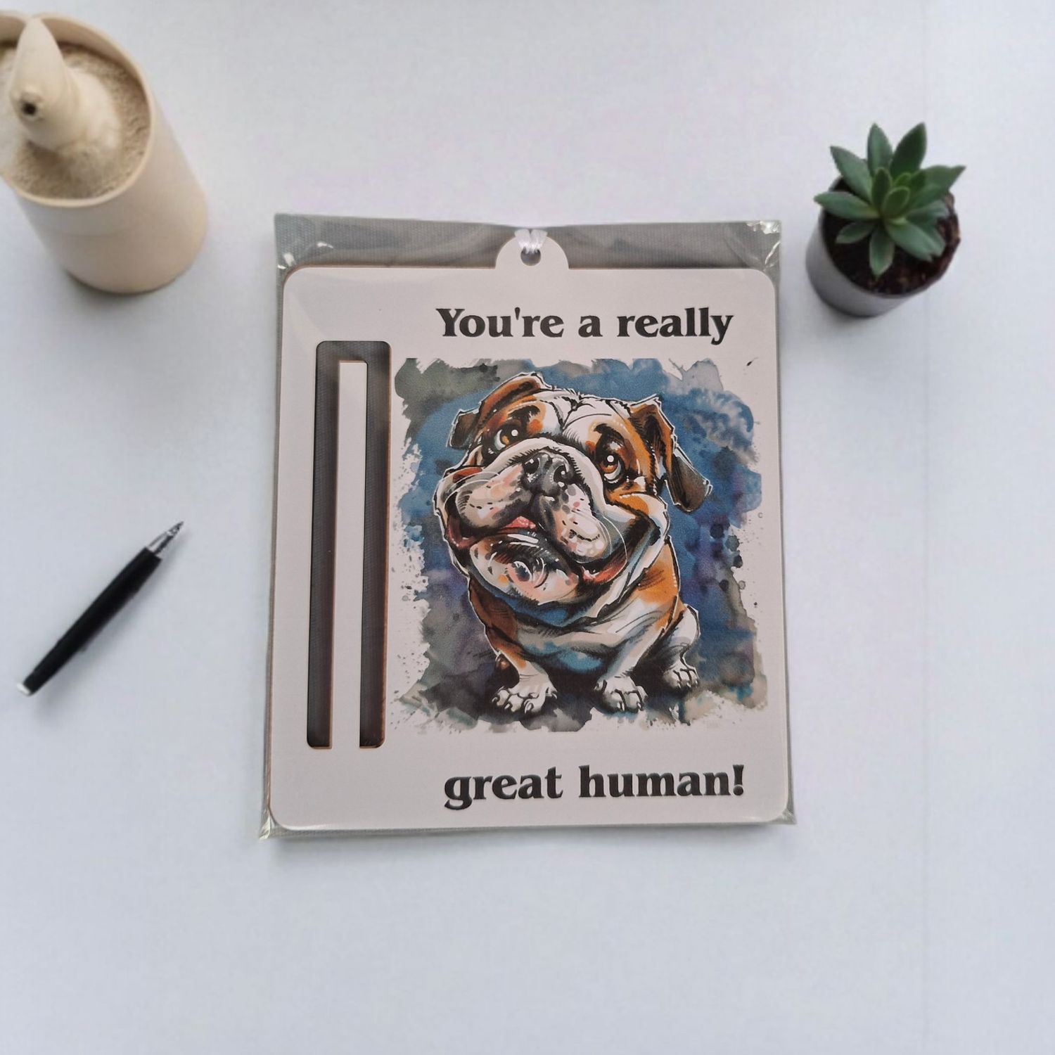 Wooden money or gift card holder ornament - Bulldog 2