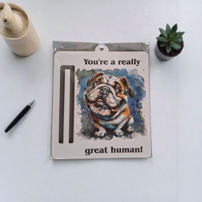 Wooden money or gift card holder ornament - Bulldog 2