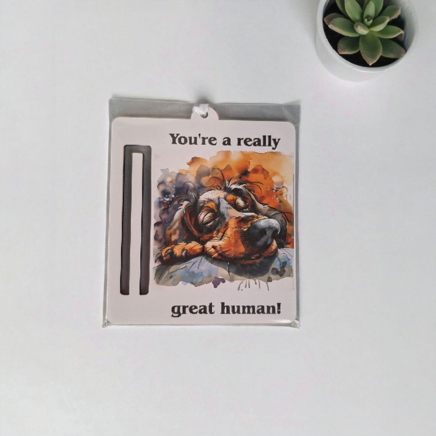 Wooden money or gift card holder ornament - Dachshund Long Hair