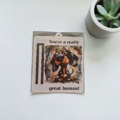 Wooden money or gift card holder ornament - Dachshund Smooth Hair 2