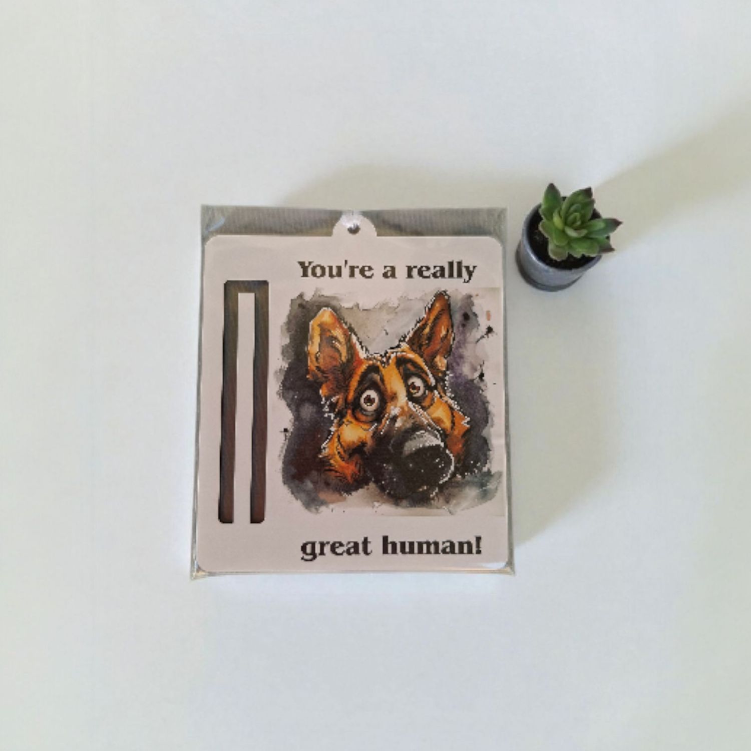 Wooden money or gift card holder ornament - German Shepherd 2