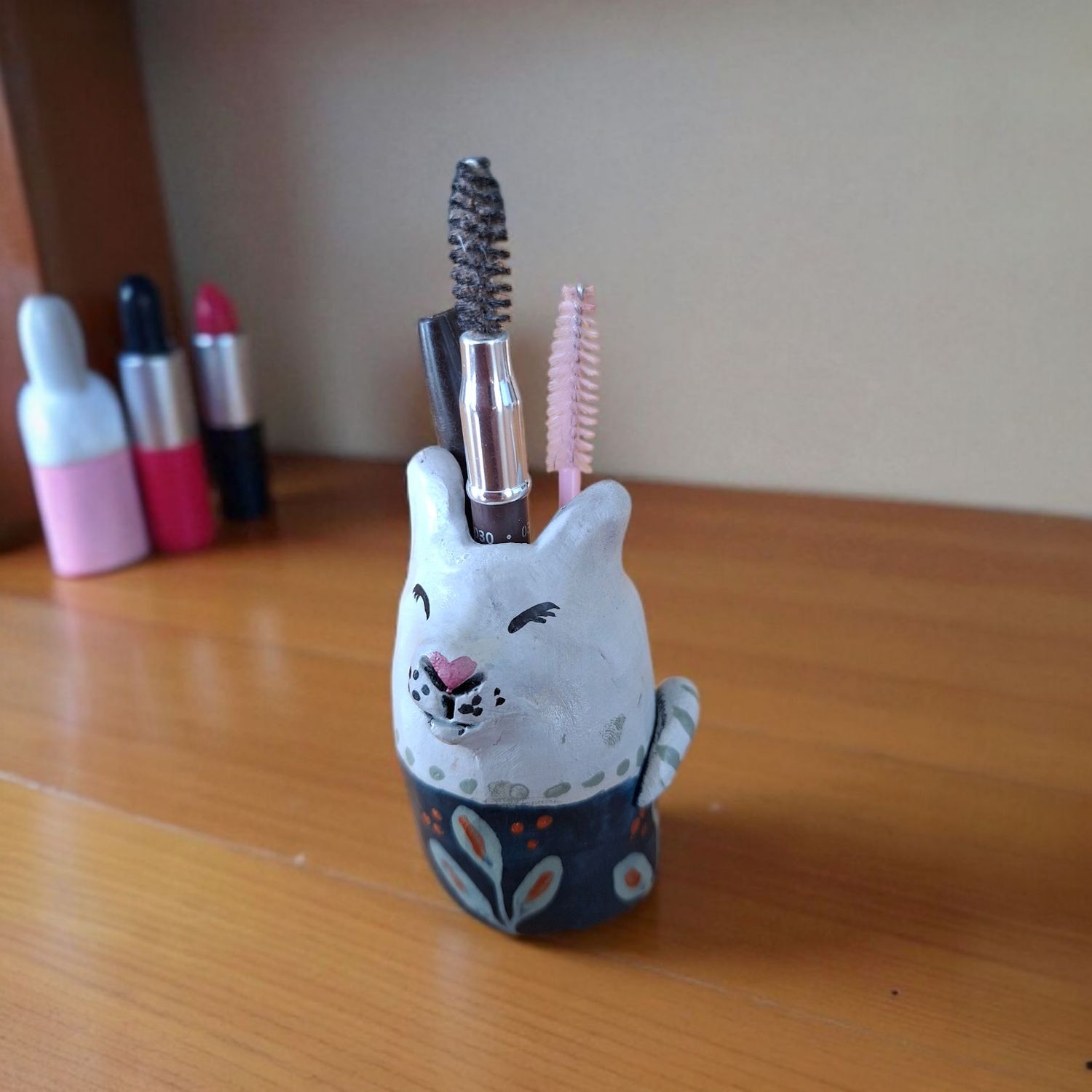 Mini Cat Ceramic Vase / Make-up brush Holder - 1