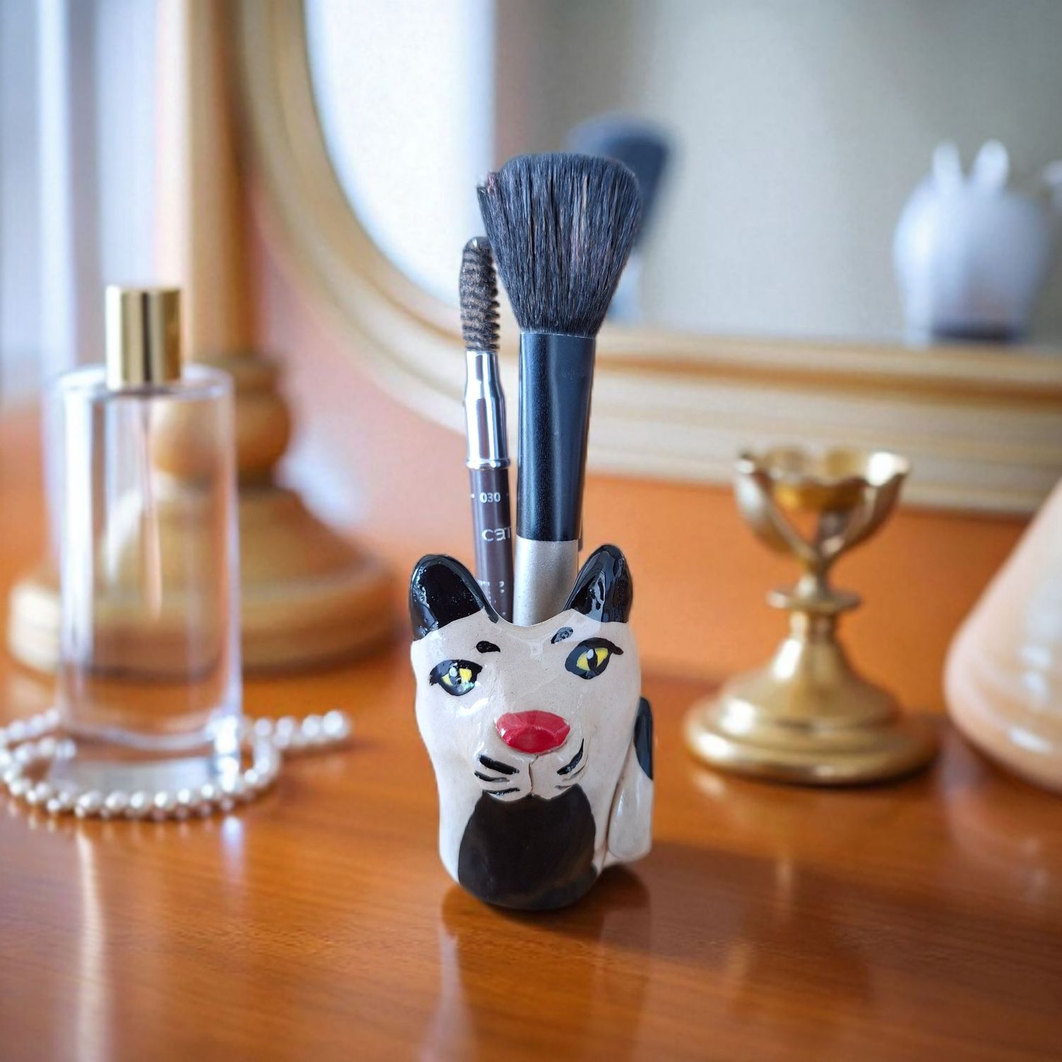 Mini Cat Ceramic Vase / Make-up brush Holder - 4
