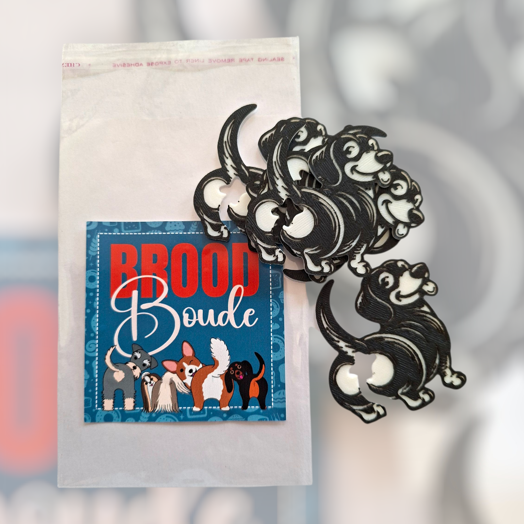 Bread Bums pack of 5 - Black & White Dogs - 4 Breeds (Afrikaans Label)