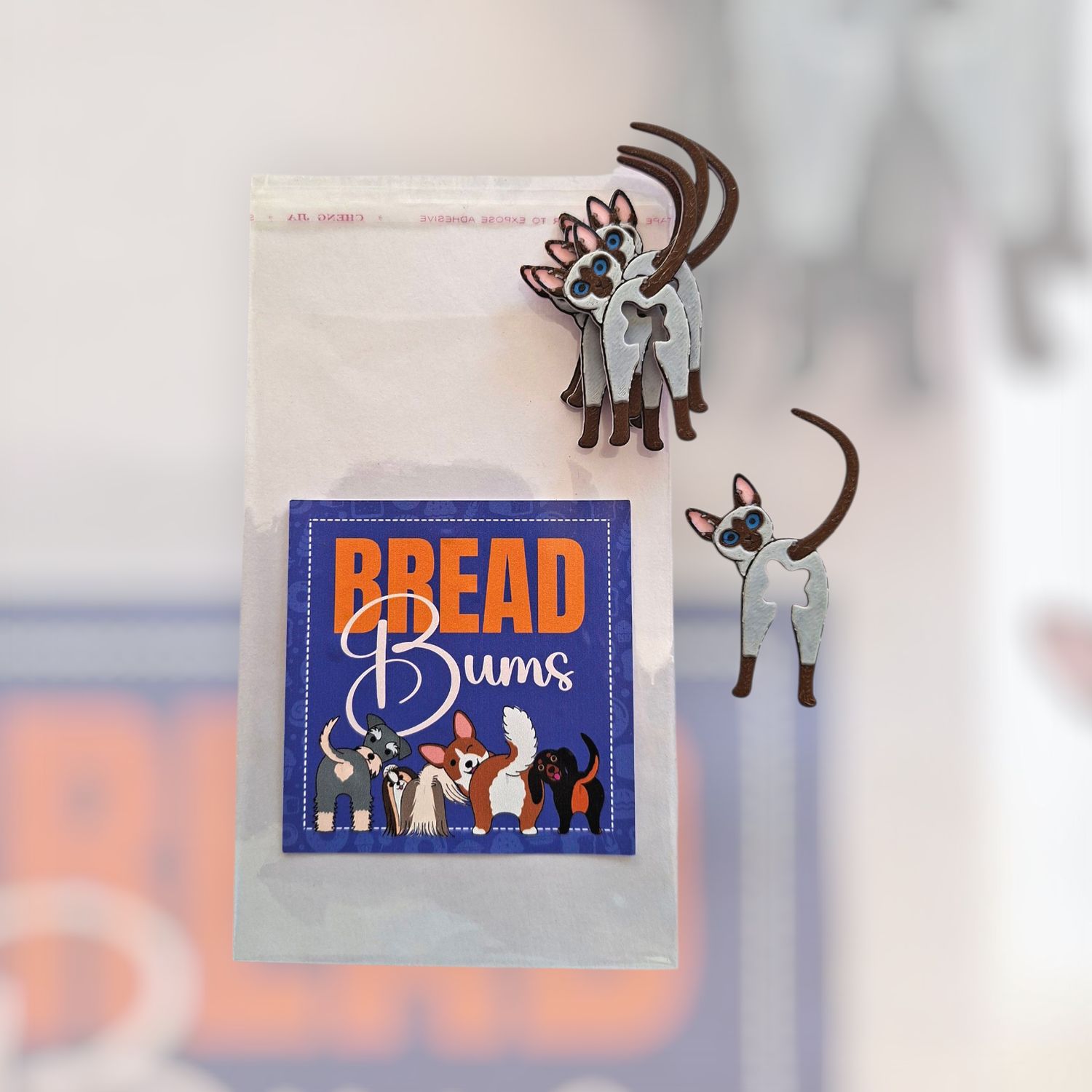 Bread Bums pack of 5 - Colourful Cats - 6 Breeds (English Label)