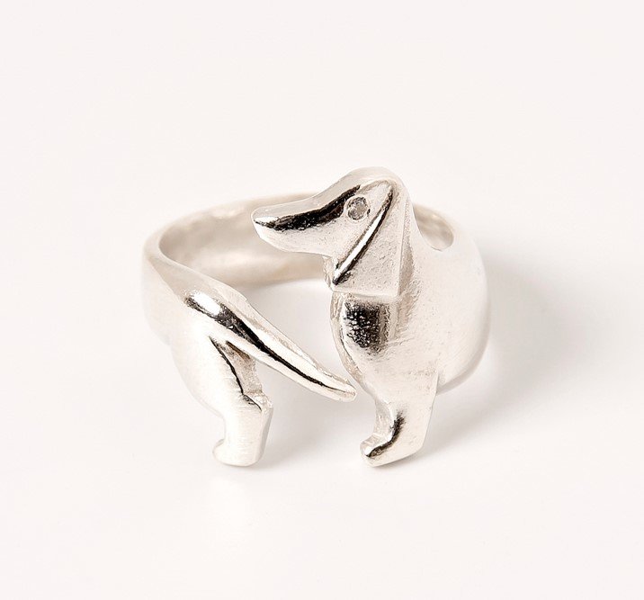 Sterling Silver Dachshund Wrap Ring 2