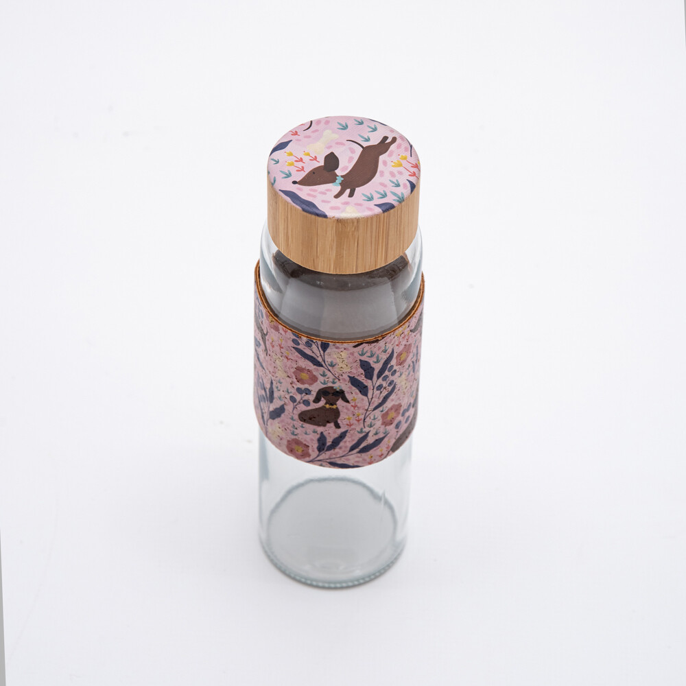 Glass Water Bottle - Pink Glass Water Bottle - Pink