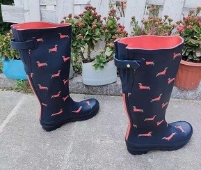 Imported Joules Wellington Boots - Red Dachshunds - Size 7 Only