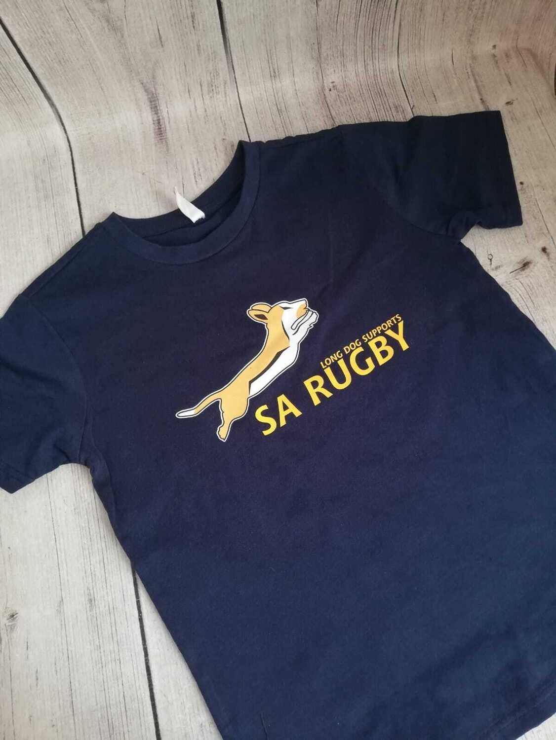 Long Dog Supports SA Rugby T-Shirt - Navy Long Dog Supports SA Rugby T-Shirt - Navy