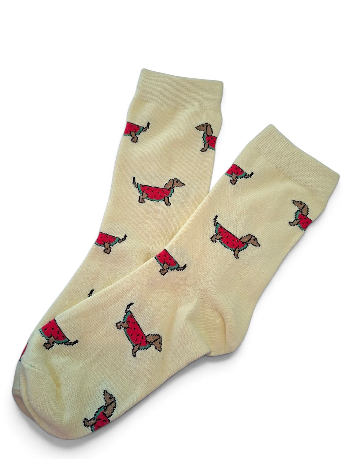 Cream Watermelon Dachshund Socks