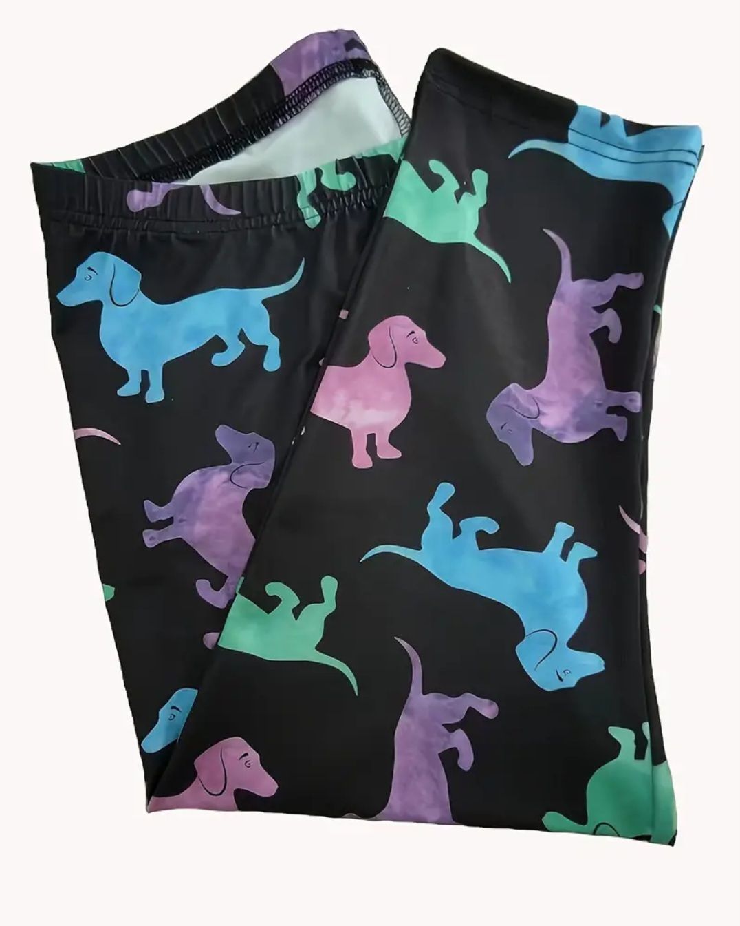 Plus Size Black Dachshund Print Leggings - 1XL Plus Size Black Dachshund Print Leggings - 1XL