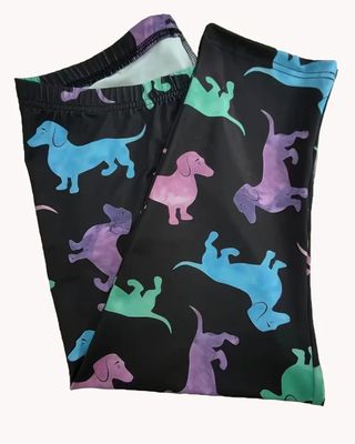 Plus Size Black Dachshund Print Leggings - 1XL