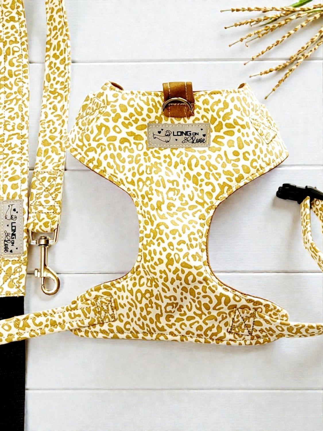 Chest Harness & Leash - Light animal print - Small Chest Harness & Leash - Light animal print - Small