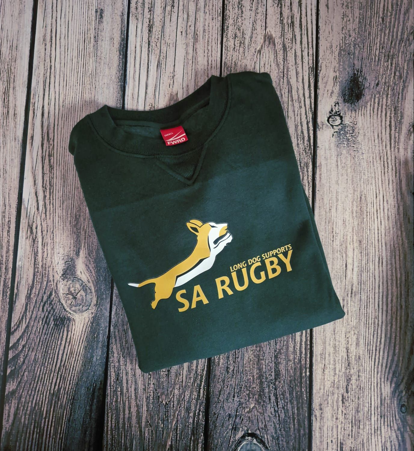 Long Dog Supports SA Rugby Sweatshirt - Green Long Dog Supports SA Rugby Sweatshirt - Green