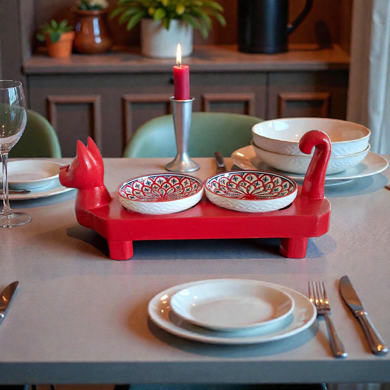 Retro Cat Feeder or Table Decor