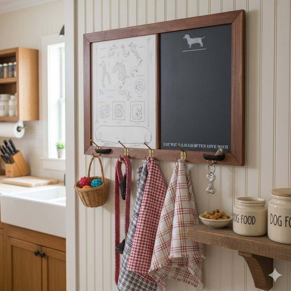 Dachshund. Pasta. Chalkboard.