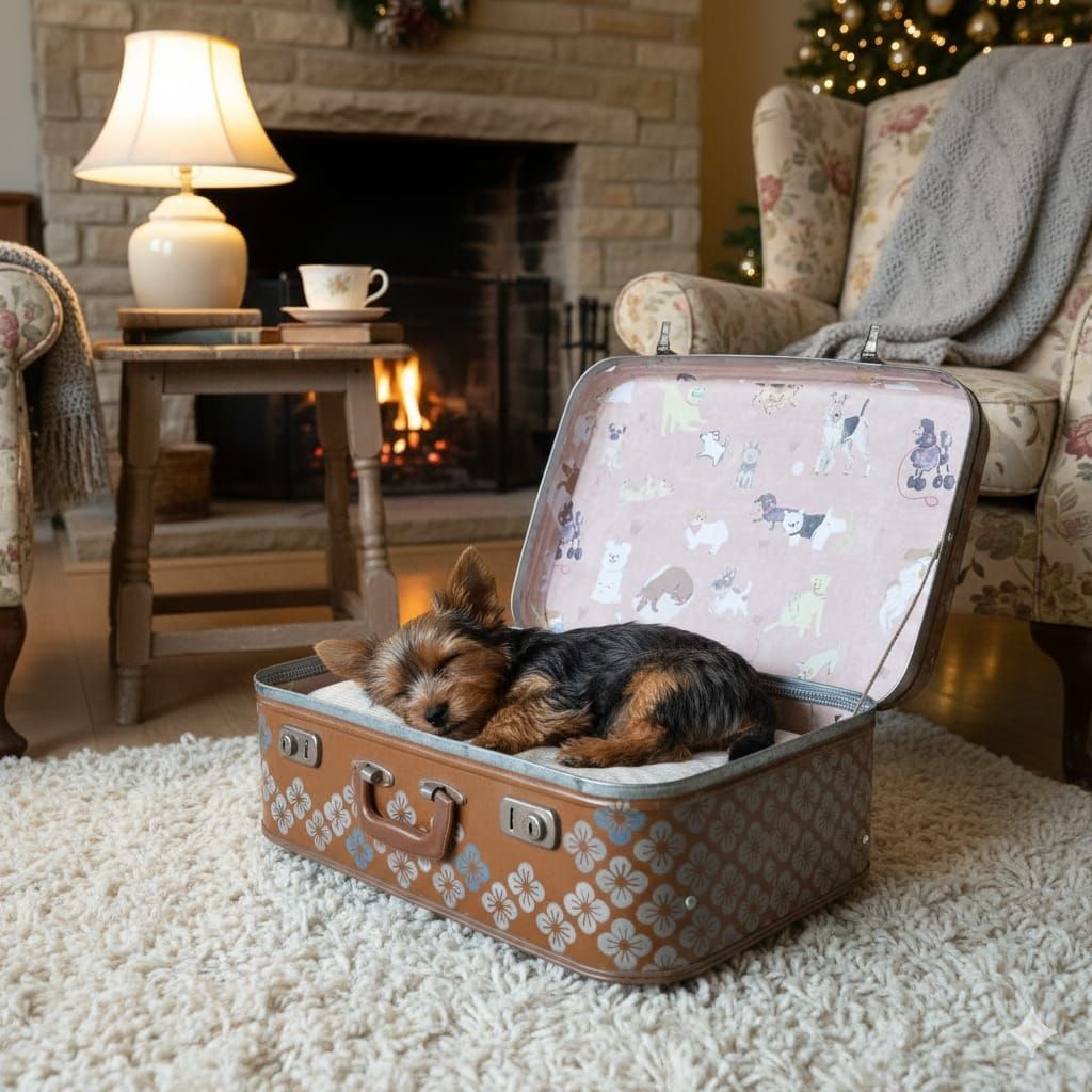 Vintage Suitcase Pets Bed