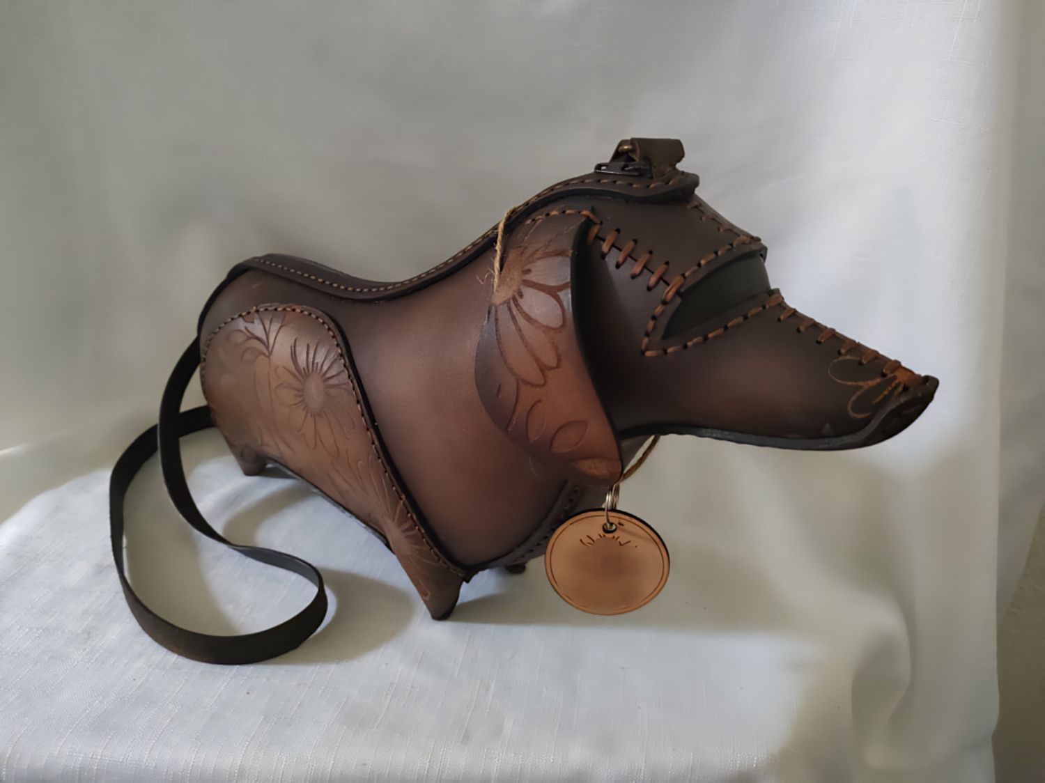 Dachshund Shaped Leather Bag