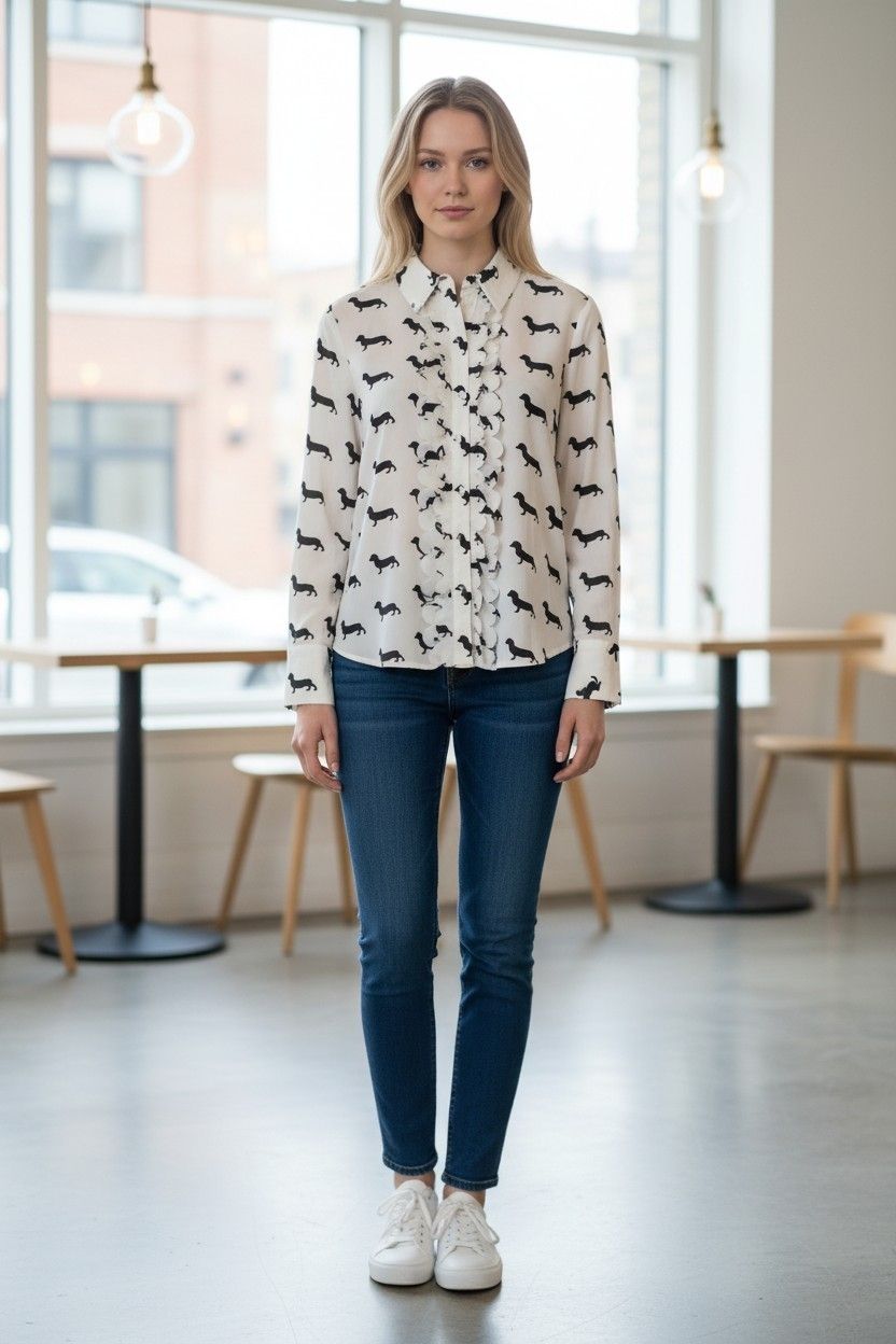 Dachshund print ladies Blouse