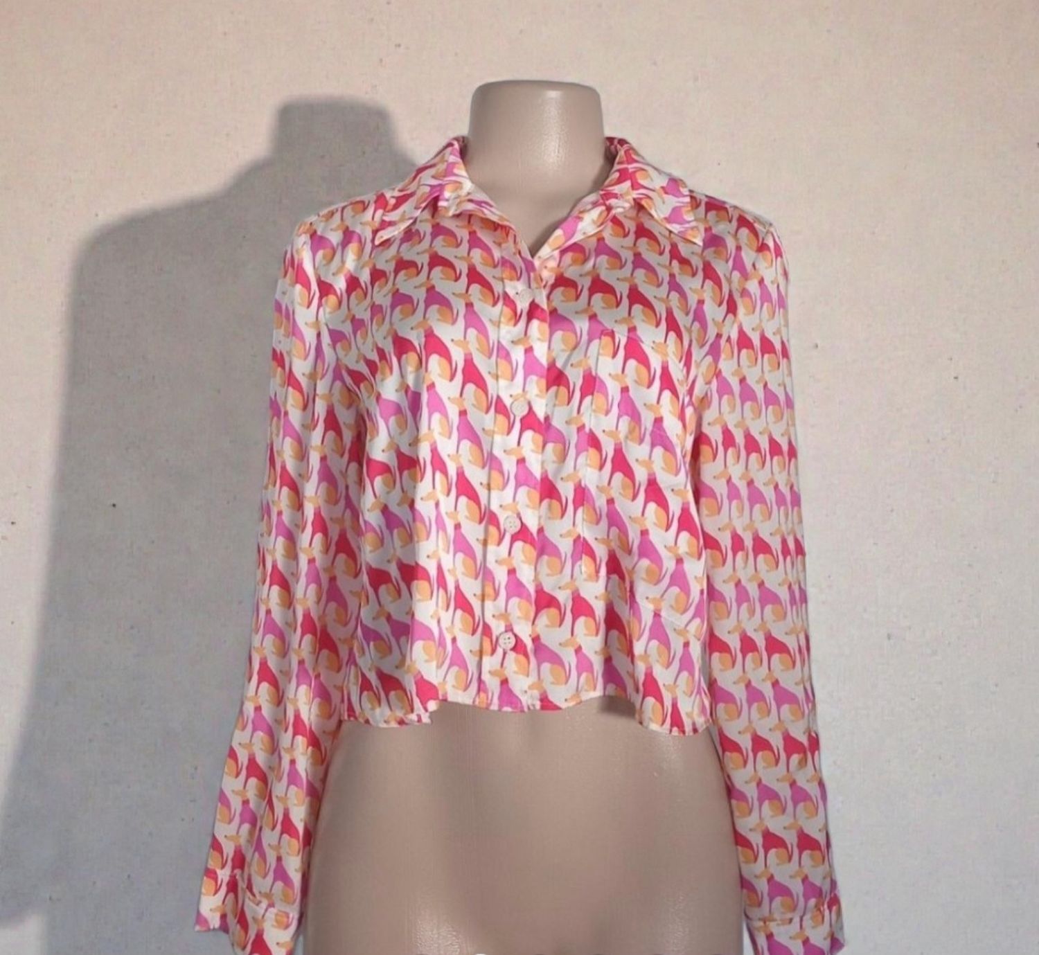 Zara dog print cropped Blouse