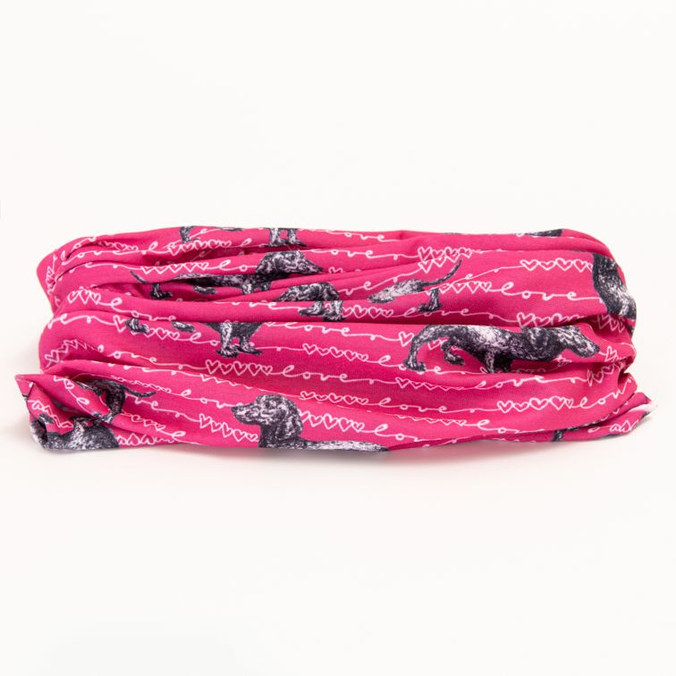 Dark Pink Love Buff with Dachshunds