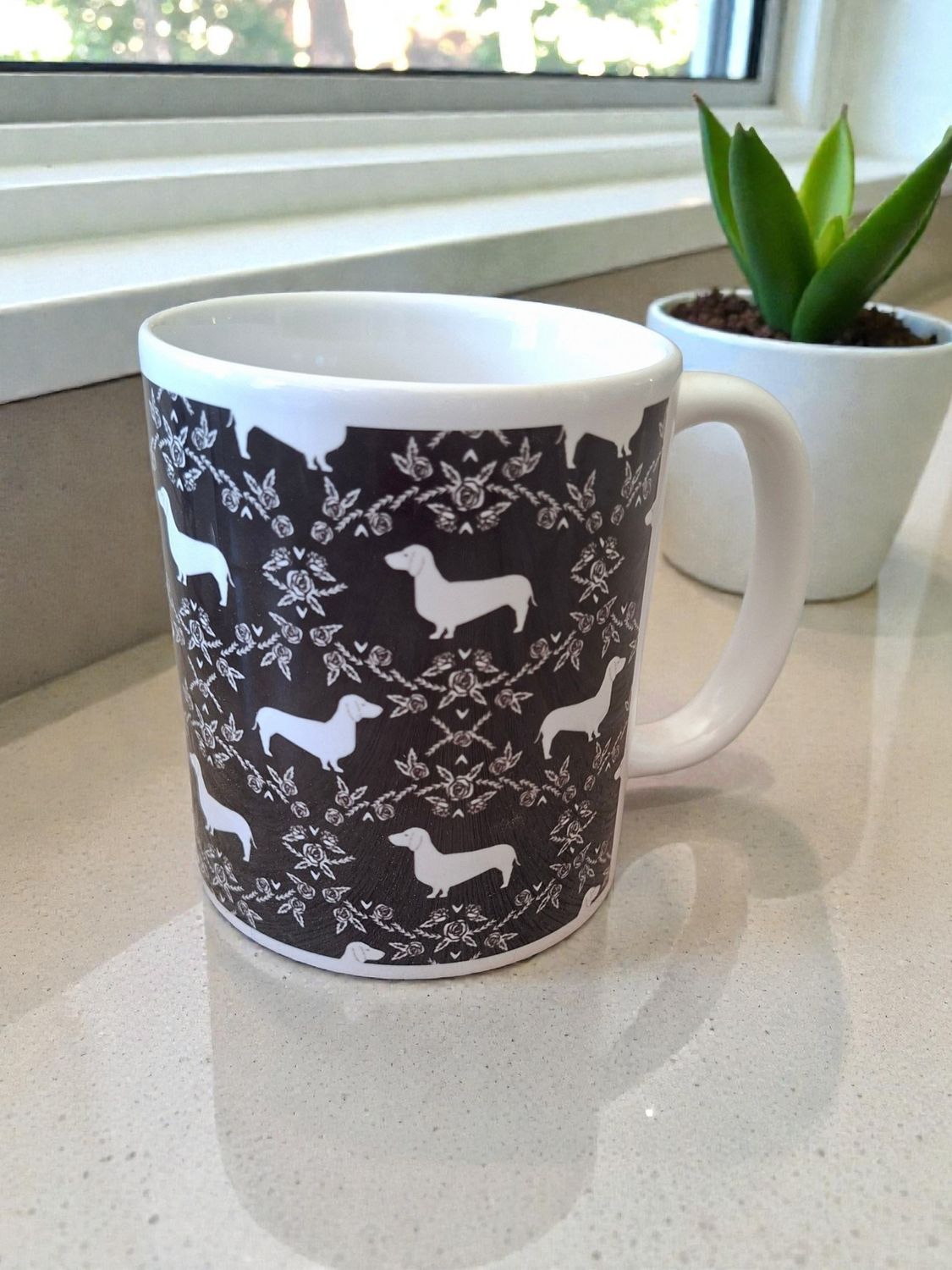 Dachshund print Mug - Black pattern