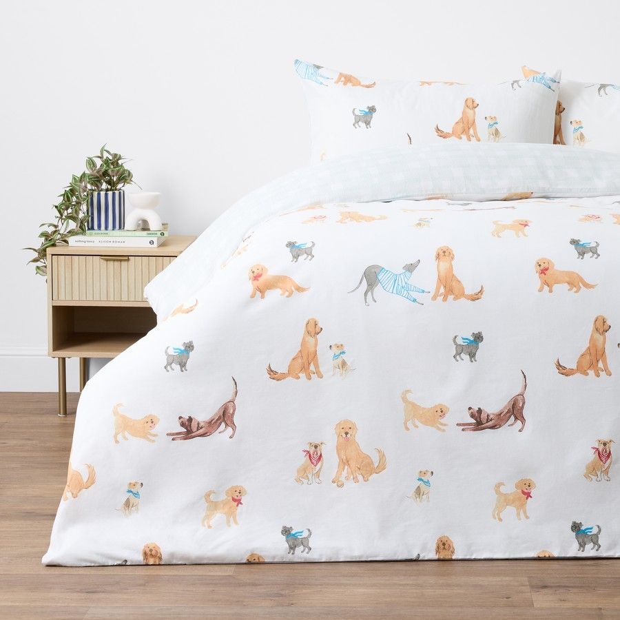Brilliant Basics Reversible Cotton Rich Quilt Cover Set - Playful Dogs - Queen Brilliant Basics Reversible Cotton Rich Quilt Cover Set - Playful Dogs - Queen