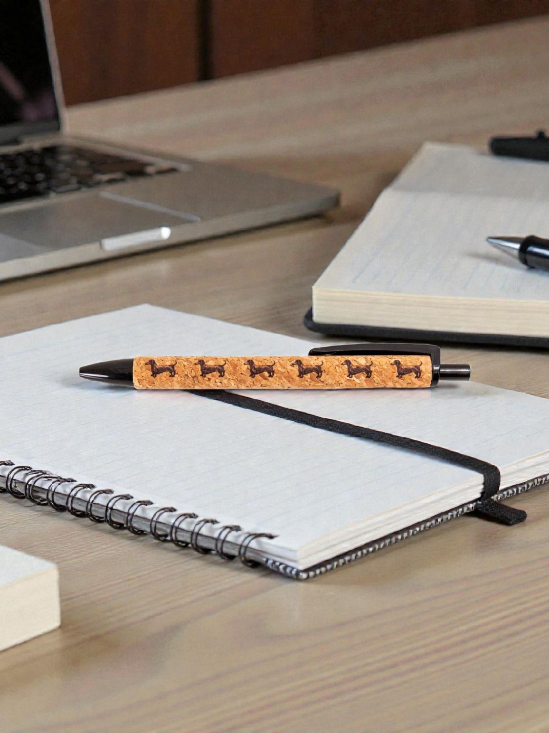 Cork Ballpoint Pen - Black front & back
