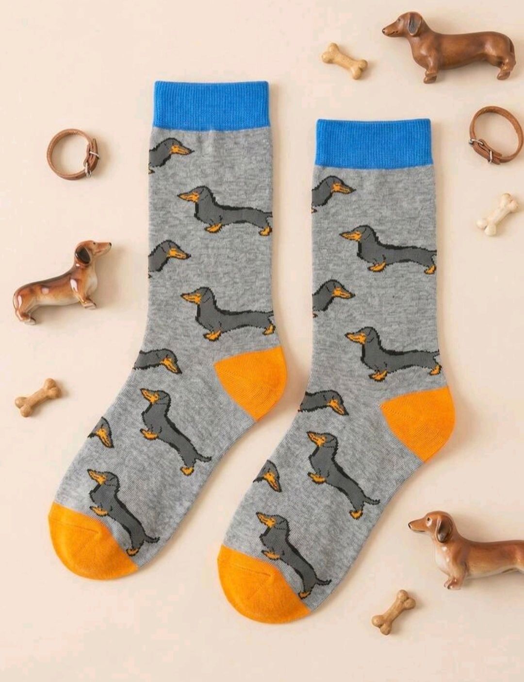 Socks - Grey with charming Dachshunds