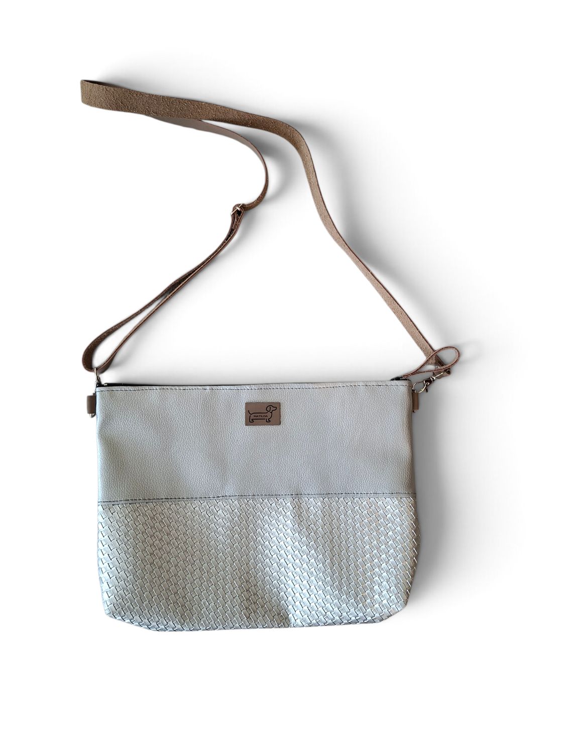 Two tone Faux Leather Sling Bag - Silver