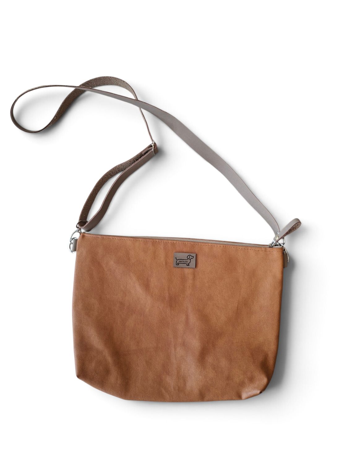 Faux Leather Sling Bag - Tan